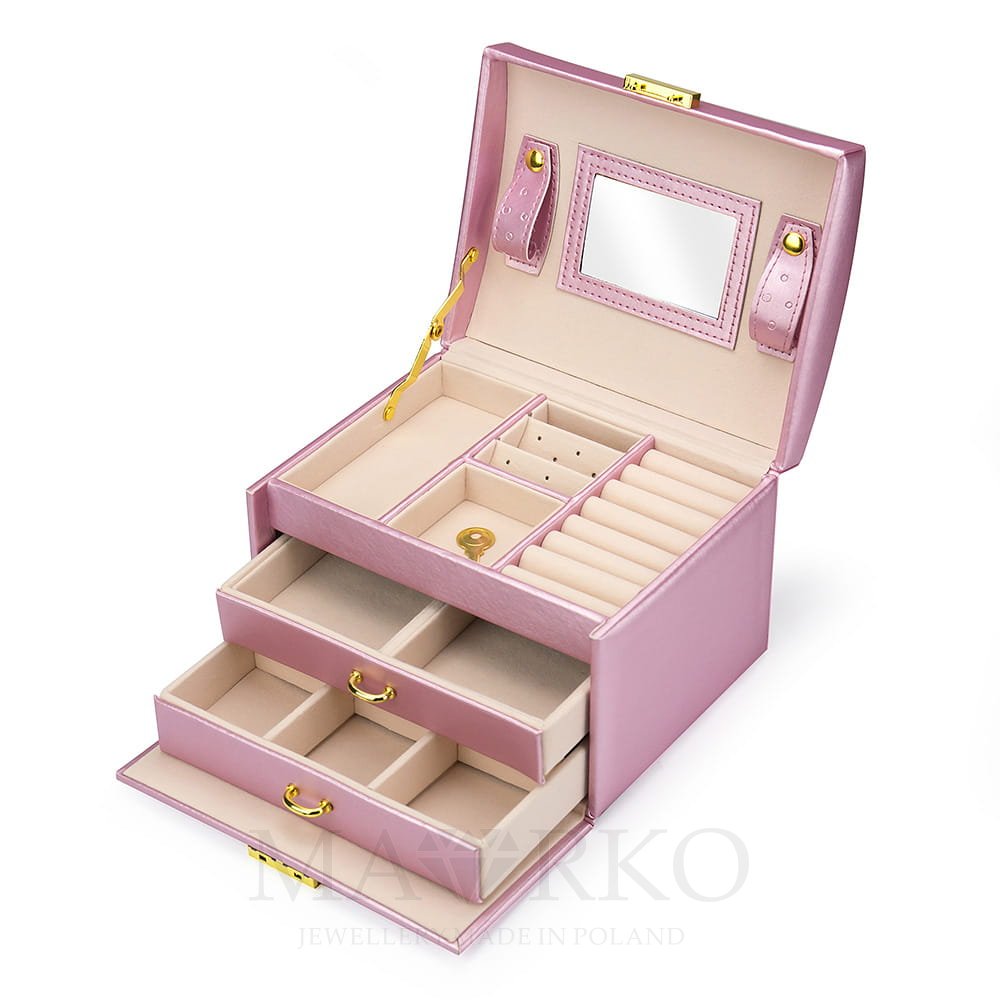kuferek na biżuterię z przegródkami