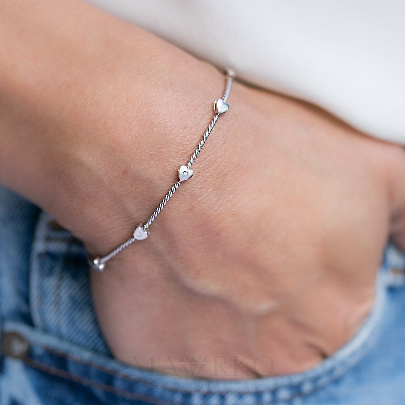 bransoletka z białego złota z brylantami